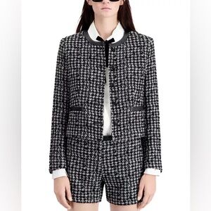 The Kooples Chic Houndstooth Long Sleeve Blazer NWT